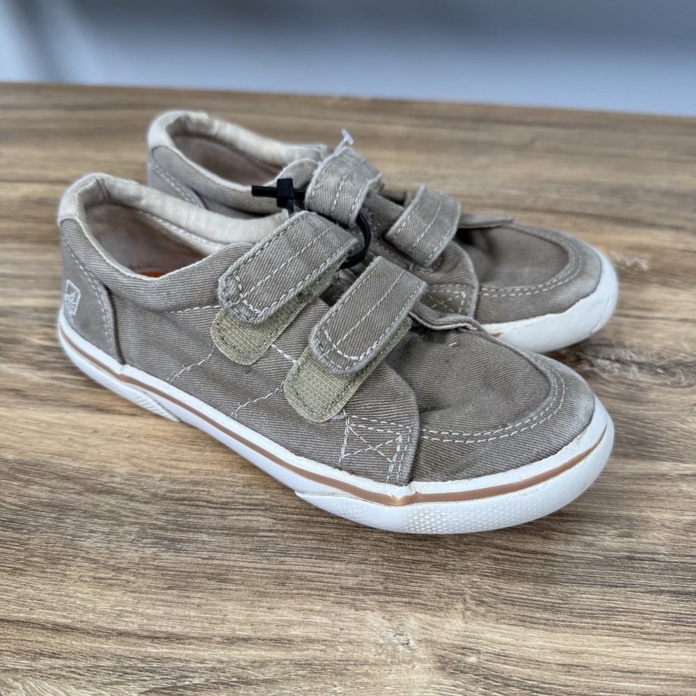 Sperry Youth Slide On Khaki Double Strap‎ Adjustable Strap Shoe Size 10.5